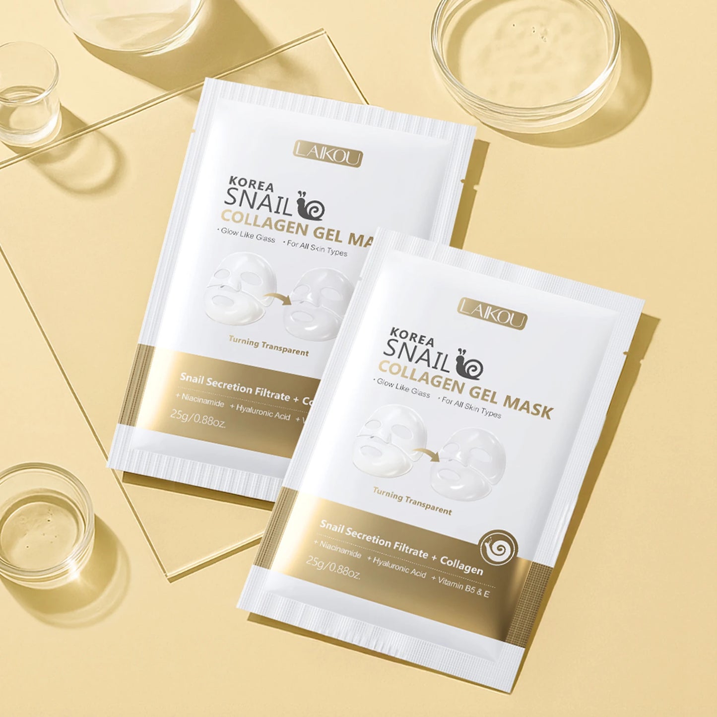 LAIKOU Korea Snail Collagen Essence Mask Hydrating Sheet Mask Anti-Wrinkle Face Mask Firming Skin Care 25g*20pcs - PrimeNest