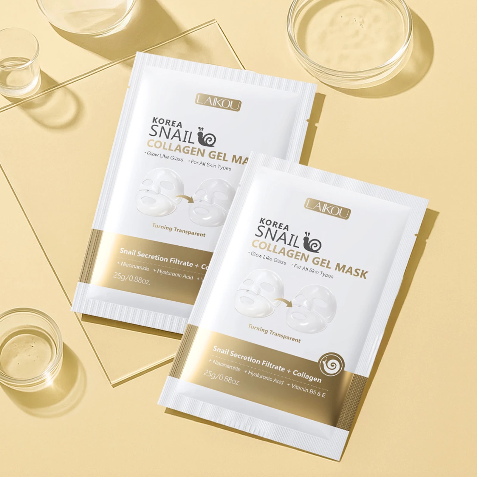 LAIKOU Korea Snail Collagen Essence Mask Hydrating Sheet Mask Anti-Wrinkle Face Mask Firming Skin Care 25g*20pcs - PrimeNest