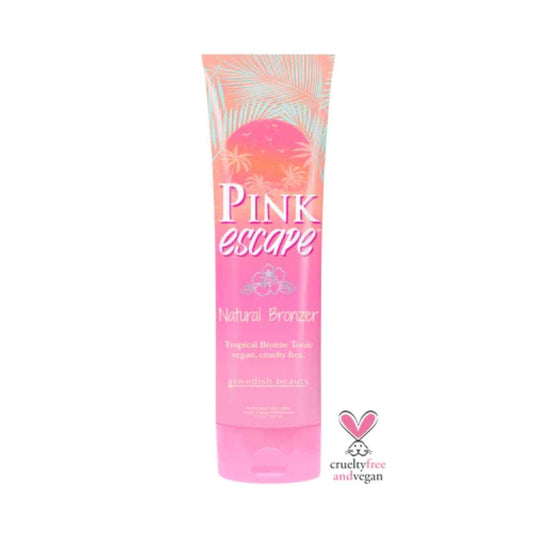 Pink Escape natural bronzer tube, pink shade, cruelty-free vegan label