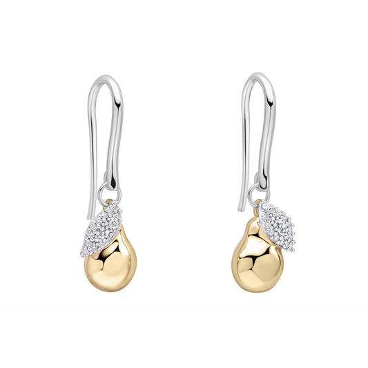 Laura Ashley pear earrings with silver and gold-plated drop and pavé accents