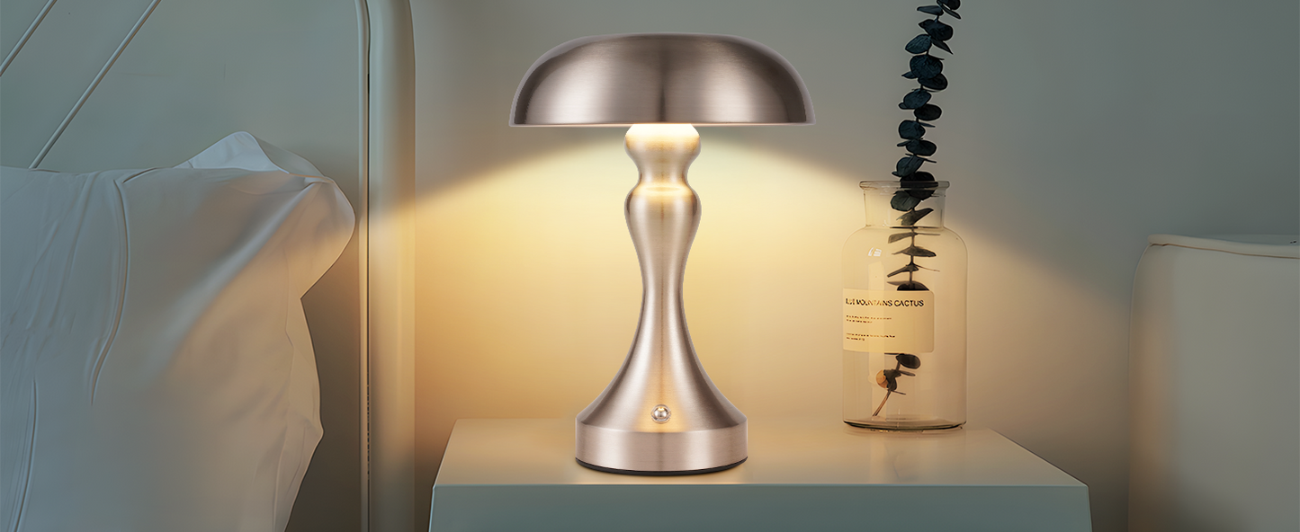 Table lamp, wireless battery-powered bedside lamp, LED table lamp, touch‑dimmable, retro vintage lamp with USB rechargeable nickel battery, table lamps for windowsill, living room, bedroom