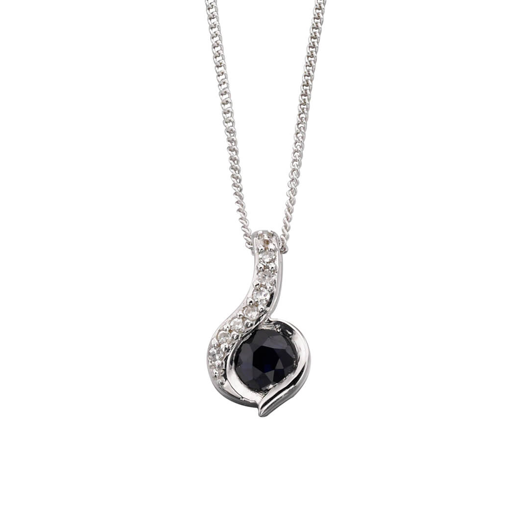 Elements Gold Blue Sapphire Swirl Pendant with Diamond-0
