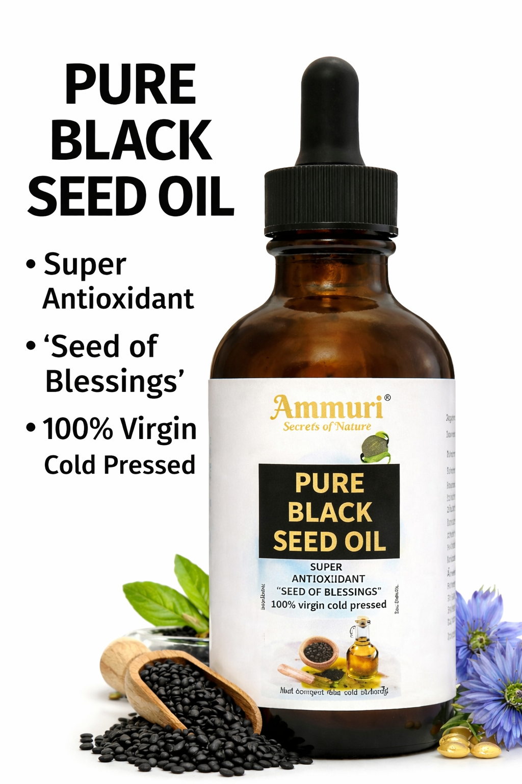 Pure Organic Black Seed Oil for Skin, Hair &amp; Wellness | Ammuri-1